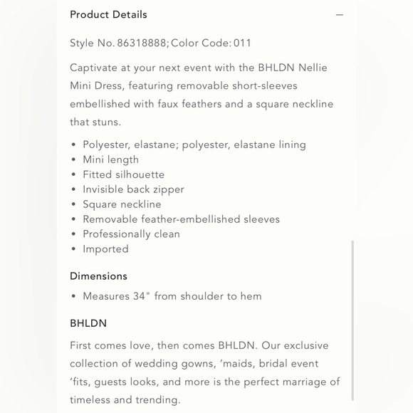 NWT Anthropologie BHLDN Nellie Square-Neck Mini Dress | Removable Sleeves - Picture 7 of 11